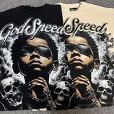 Godspeed T Shirts 100% pure cotton 260g fabric Streetwear fashion Rhinestone