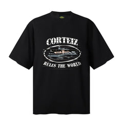 CORTEIZ T-shirt Y2K Blinds Effect Alcatraz Rules The World Printed Oversized Tee