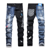 Mens Fashion Jeans Blue and black color scheme 3538#