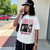 Mens T-shirt Vintage American-style trendy brand vintage-inspired Nirvana band graphic print