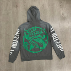 Roughplay Hoodie "In Car" Western-style streetwear: Pure cotton, washed and distressed finish with rhinestone embellishment