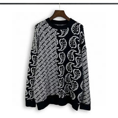 Casablanca knit sweater Black White Spliced Bandana Print Oversized Jumper
