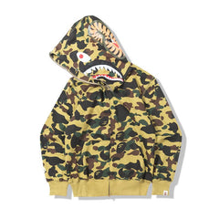 Bathing Shark print Hoodie Autumn and Winter Shark Mouth Men and Women Casual Camouflage Thin Sweater Baggy Coat