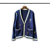 Casablanca knit sweater Navy Embroidered V-Neck Knit Cardigan