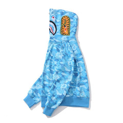 Bathing Shark print Hoodie Blue Jellyfish Ghost Fire Camouflage Shark Sweater Hooded Coat Casual Fashion Brand Zip Hoodie