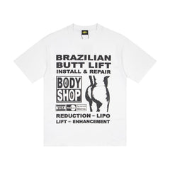 CORTEIZ T-shirt Y2K Heavyweight BBL Body Shop Poster Printed Oversized Streetwear T-Shirt