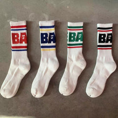 Bathing Shark print Socks Ape Head Thickened Towel Bottom Men's and Women's Sports Basketball Letter Couple