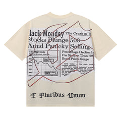 Godspeed T Shirts Newspaper Skull Printing Cotton Casual Short Sleeves Men and Women