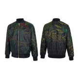 Who Decide War Hoodie Unisex Y2K Black Zip-Up Bomber Jacket with All-Over Graphic Outline Prints and Typography