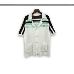 Casablanca knitted short-sleeved sweater Retro Stripe Pocket Knit Leisure Set