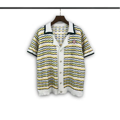 Casablanca knitted short-sleeved sweater Textured Stripe Knit Top & Shorts Suit