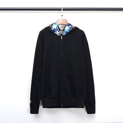 Bathing Shark print Hoodie Fall/Winter Double Hood Camouflage Shark Head Zipper Fleece Padded Coat Sweatshirt