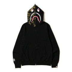 Bathing Shark print Hoodie Autumn and Winter Men's Cotton Hooded Sweater Fleece Jacket
