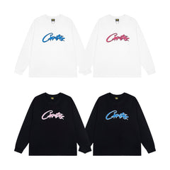 CORTEIZ Long-Sleeve Top Y2K Neon Blue Pink Script Printed Oversized Long Sleeve Tee