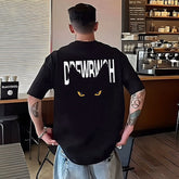 Mens T-shirt Vintage American-style Black cat print