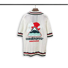 Casablanca knitted short-sleeved sweater Preppy Color‑Band Edge Vacation Knit Set