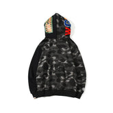 Bathing Shark print Hoodie Autumn and Winter Camouflage Shark Double Hood Sweatshirt Couple Coat Hip Hop Men and Women