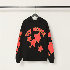 Sp5der hoodie Red sparkling star print Pure cotton high quality spring/summer
