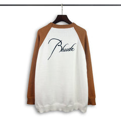 RHUDE knit sweater Vintage Raglan Panel Two‑Sided Calligraphy Graphic Knit
