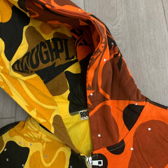 Roughplay Hoodie Trendy Camo-Patchwork Rhinestone Cardigan