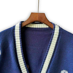 Casablanca knit sweater Navy Embroidered V-Neck Knit Cardigan