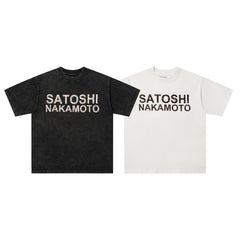 SATOSHI T Shirts High-quality pure cotton trendy unisex heavyweight loose fit fashionable and versatile