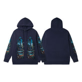 Who Decide War Hoodie Retro Grunge Aesthetic Loose-Fit Drawstring Sweatshirt with Arch Window Scenic Artwork