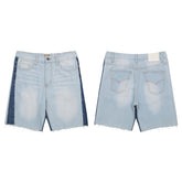 Gallery Dept Denim Shorts Light-wash blue patchwork denim shorts with distressed cuts and frayed hems—casual style.