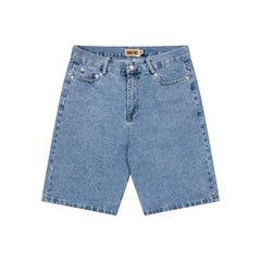 CORTEIZ Denim shorts Y2K Light Wash Denim Back Arc Lettering Loose Fit Shorts