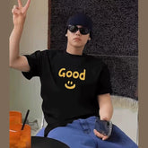 Mens T-shirt Vintage American-style Celebrity-endorsed GOOD smiley face print