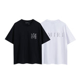 Amiri T Shirts Washed Series Hot-fix rhinestone font
