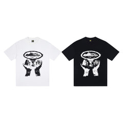 CORTEIZ T-shirt Y2K Heavyweight Hands Print Oversized Streetwear T-Shirt