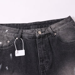 Gallery Dept Denim Shorts Distressed-style cropped denim shorts featuring hand-painted splatter and paint-drip effects; a vintage, worn-in look with a loose, American-casual fit.