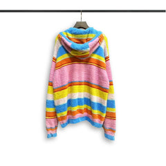 Casablanca knit sweater Vibrant Multicolor Striped Plush Knit Outerwear