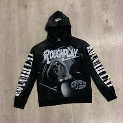 Roughplay Hoodie "In The Car" (BLK) High-Quality Direct-to-Film (DTF) Rhinestone Transfer