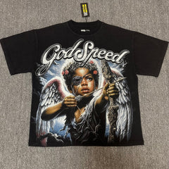 Godspeed T Shirts 100% pure cotton 260g fabric Streetwear fashion Rhinestone