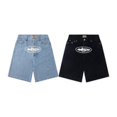 CORTEIZ Denim shorts Vintage Wide-Leg Graphic Denim Shorts – Streetwear Edition