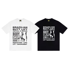CORTEIZ T-shirt Y2K Heavyweight BBL Body Shop Poster Printed Oversized Streetwear T-Shirt
