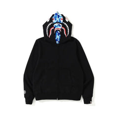 Bathing Shark print Hoodie Camouflage Cardigan Men's and Women's Sweater Hoodie Coat