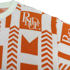 Casablanca knit sweater Orange White Chevron Flag Pattern Oversized Knitted Jumper