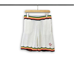 Casablanca knitted short-sleeved sweater Crochet‑Knit Chevron‑Trim Two‑Piece Co‑ord Set