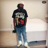 Mens T-shirt Vintage American-style Streetwear-style Kanye puff print