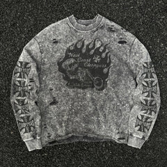 Unisex Vintage sweatshirt West Coast CSFGANG Limited Edition Crewneck Sweatshirt ¨C Heavyweight fabric with a washed, distressed finish and multiple hand-cut, distressed details.