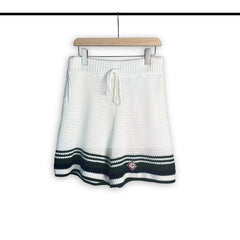Casablanca knitted short-sleeved sweater Preppy Striped Knit Co‑ord Chest Badge Motif