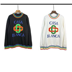 Casablanca knit sweater Vibrant Multicolor Band Collar Chain Graphic