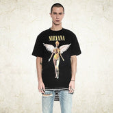 Mens T-shirt Vintage American-style Nirvana Angel Rock