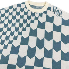 Casablanca knit sweater Blue White Checkerboard Knit Crewneck Sweater