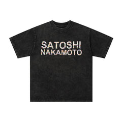 SATOSHI T Shirts High-quality pure cotton trendy unisex heavyweight loose fit fashionable and versatile