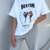 Mens T-shirt Vintage American-style Trendy brand Kanye Muay Thai-style graphic print
