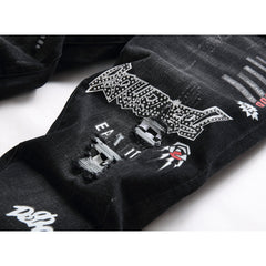 DSQ2 Jeans Rhinestone Decorated Ripped Stretch Jeans
